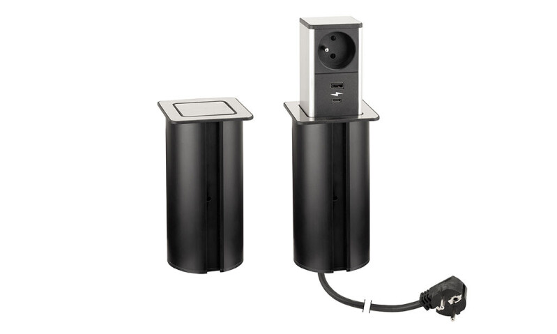 Elektrická zásuvka PowerUp 2x230V 2xUSB A+C nerez 